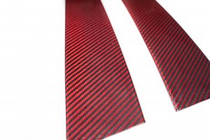 Alfa Romeo Giulia Exterior Door Pillars - Carbon Fiber - Red - Feroce Carbon